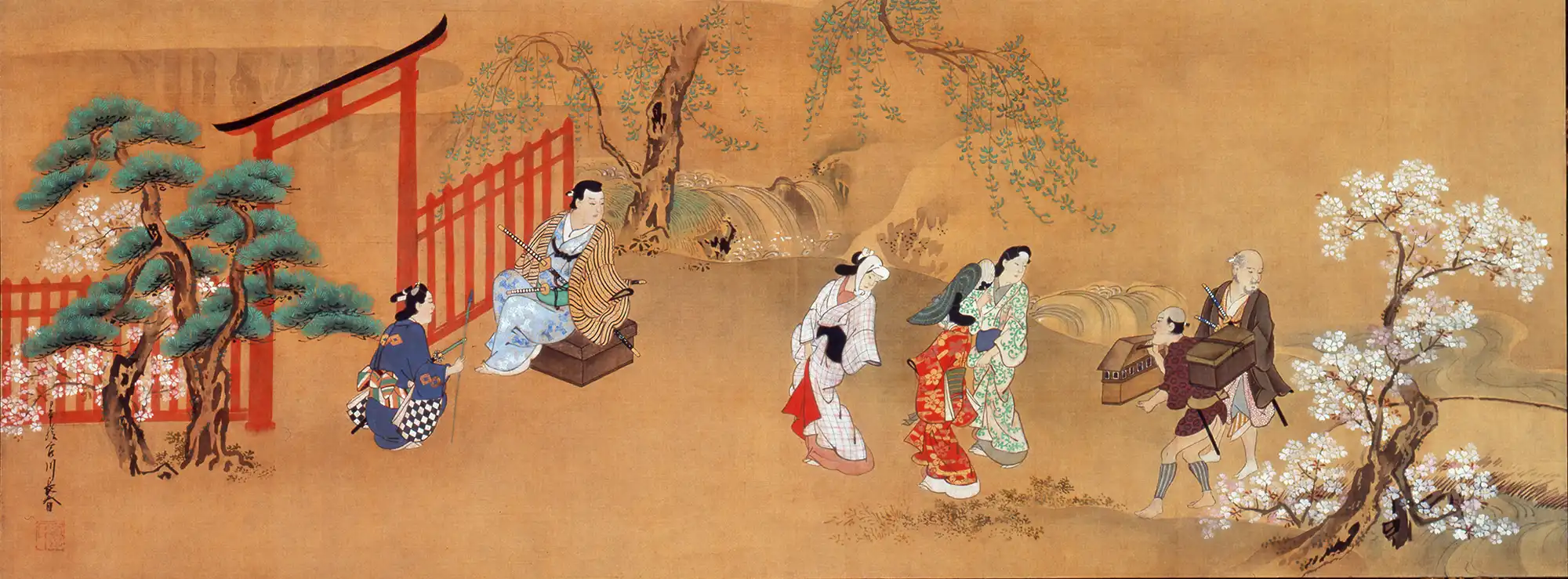 宮川長春「社頭春遊図」　江戸時代 18世紀　重要美術品